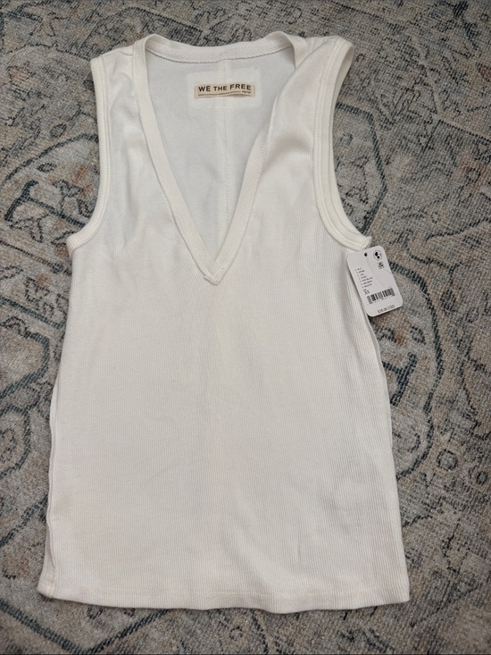 We The Free Tops - We The Free Ribbed V-Neck White Tank Top